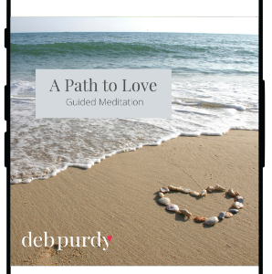 Heart on a beach, cover of Deb Purdy's course a Path to Love
