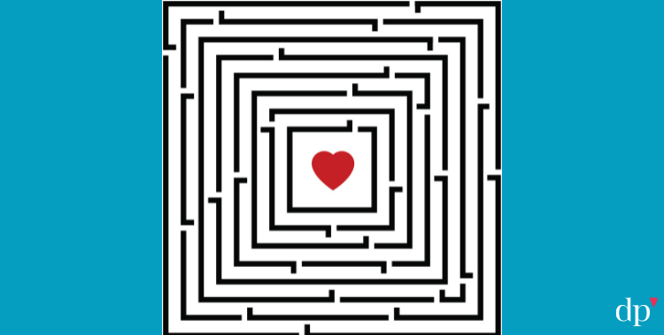 heart in the center of a maze