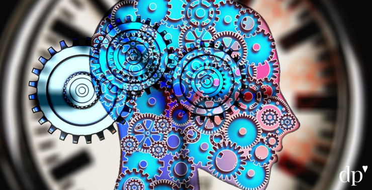Illustration of head stuffed withgears