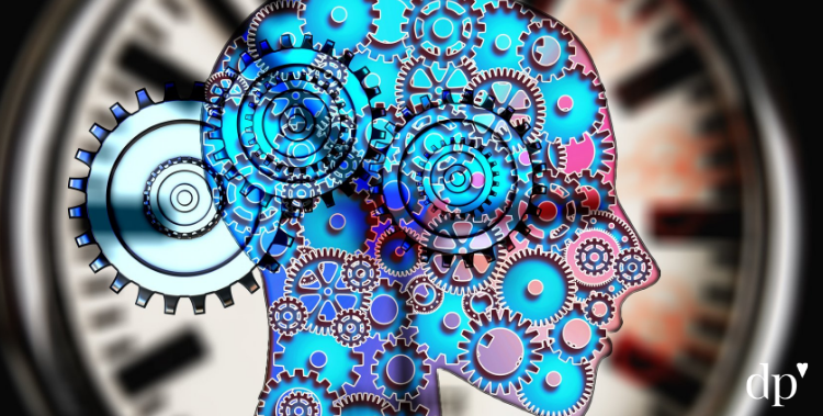Illustration of head stuffed withgears
